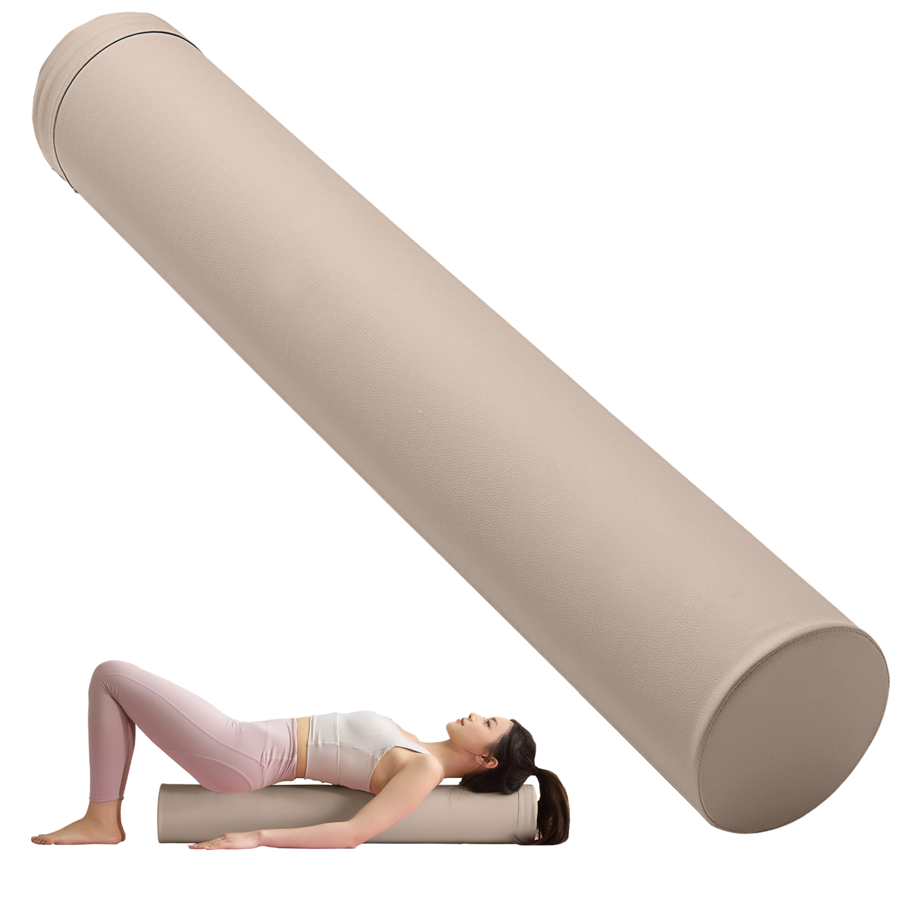 AYO ストレッチ ポール ヨガポール ヨガブロック エクササイズポール 【100cm/耐荷重150kg】フォームローラー 肩甲骨 ローラー 筋肉ほぐし ピラティス ブラウン