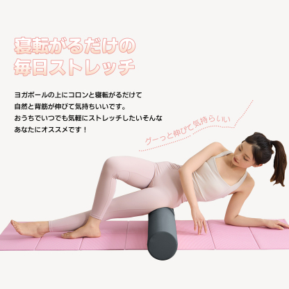 AYO ストレッチ ポール ヨガポール ヨガブロック エクササイズポール 【100cm/耐荷重150kg】フォームローラー 肩甲骨 ローラー 筋肉ほぐし ピラティス グレー