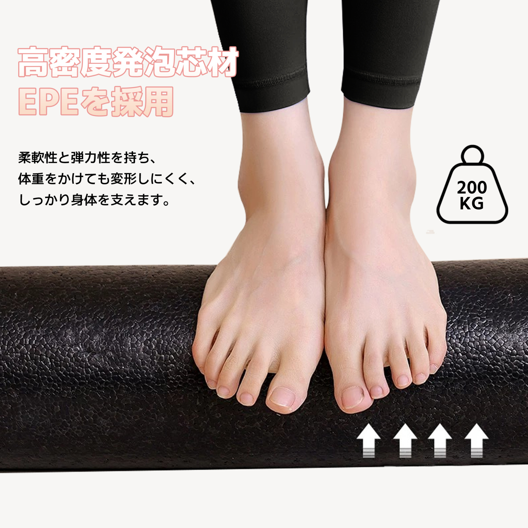 AYO ストレッチ ポール ヨガポール ヨガブロック エクササイズポール 【100cm/耐荷重150kg】フォームローラー 肩甲骨 ローラー 筋肉ほぐし ピラティス ホワイト