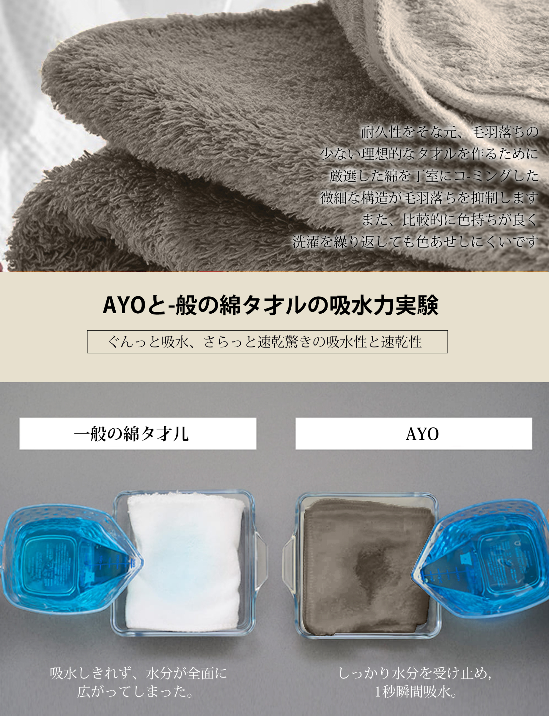 AYO フェイスタオル ホテル仕様 5枚セット ダークブラウン ふかふか 綿100% 34×80cm 高吸水 耐久性 無地 毛羽落ち少ない ギフト