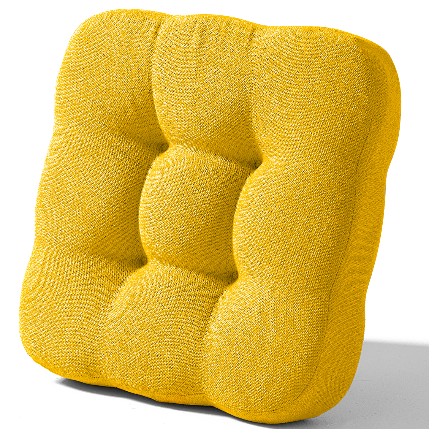 AYO 座布団 椅子クッション 厚め 8cm 低反発 2層構造 42cm 四角 無地 お尻が痛くならない ざぶとん 食卓椅子用 座り心地いい オフィスチェア用 滑り止め おしゃれ かわいい イエロー