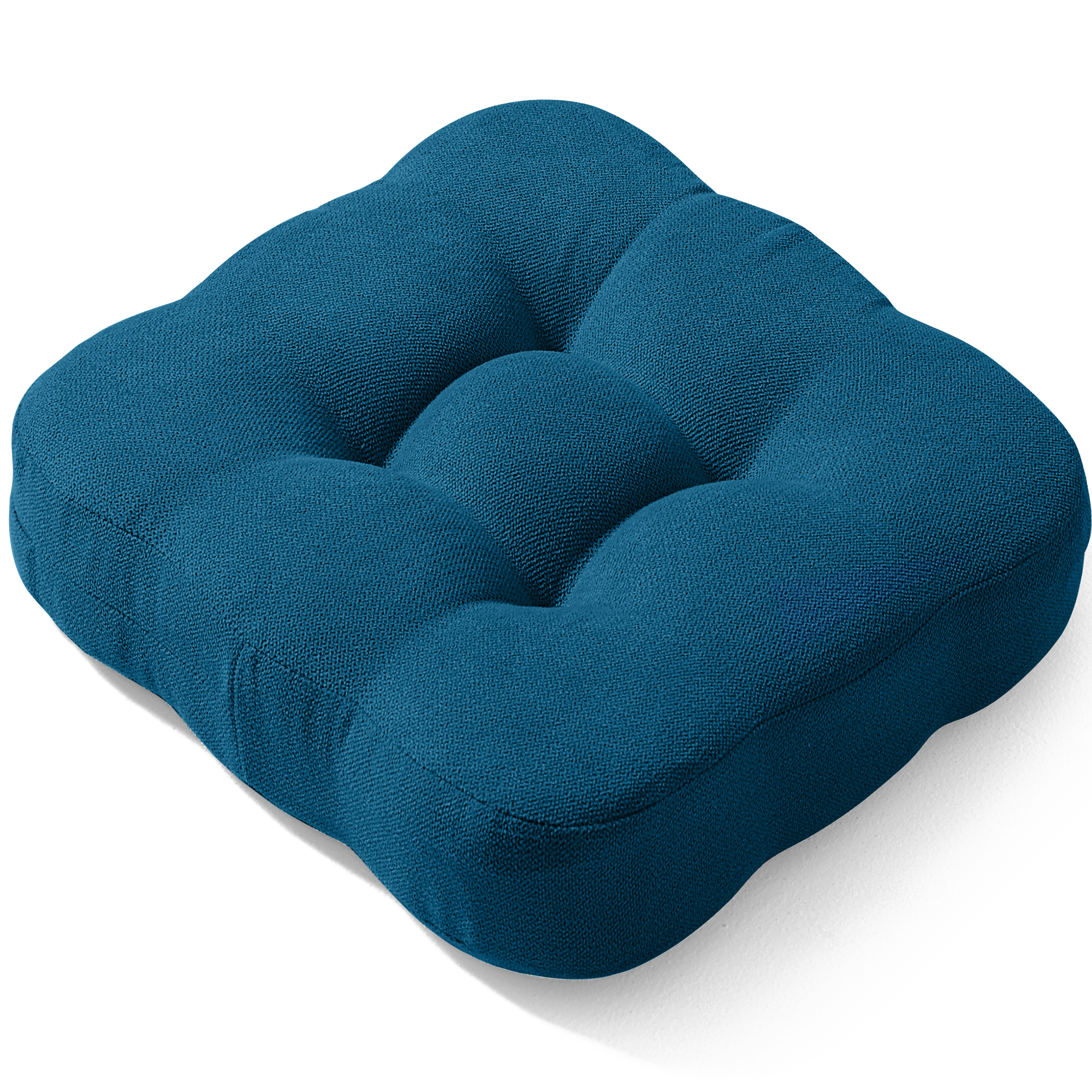 AYO 座布団 椅子クッション 厚め 8cm 低反発 2層構造 42cm 四角 無地 お尻が痛くならない ざぶとん 食卓椅子用 座り心地いい オフィスチェア用 滑り止め おしゃれ かわいい ネイビー