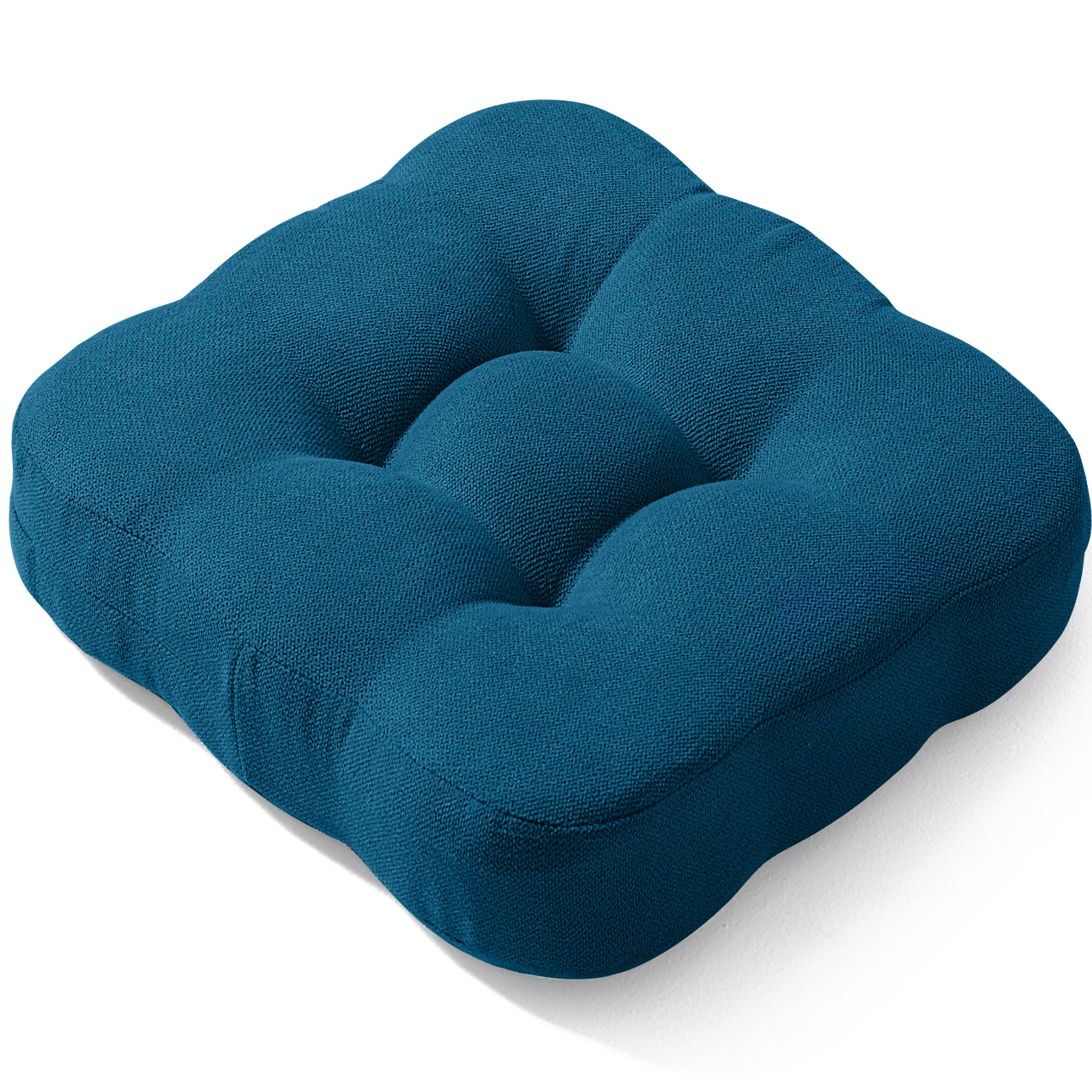 AYO 座布団 椅子クッション 厚め 8cm 低反発 2層構造 42cm 四角 無地 お尻が痛くならない ざぶとん 食卓椅子用 座り心地いい オフィスチェア用 滑り止め おしゃれ かわいい ネイビー