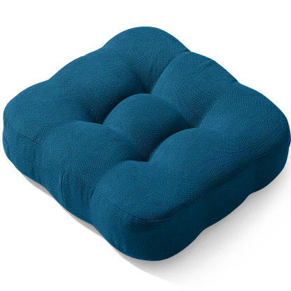 AYO 座布団 椅子クッション 厚め 8cm 低反発 2層構造 42cm 四角 無地 お尻が痛くならない ざぶとん 食卓椅子用 座り心地いい オフィスチェア用 滑り止め おしゃれ かわいい ネイビー