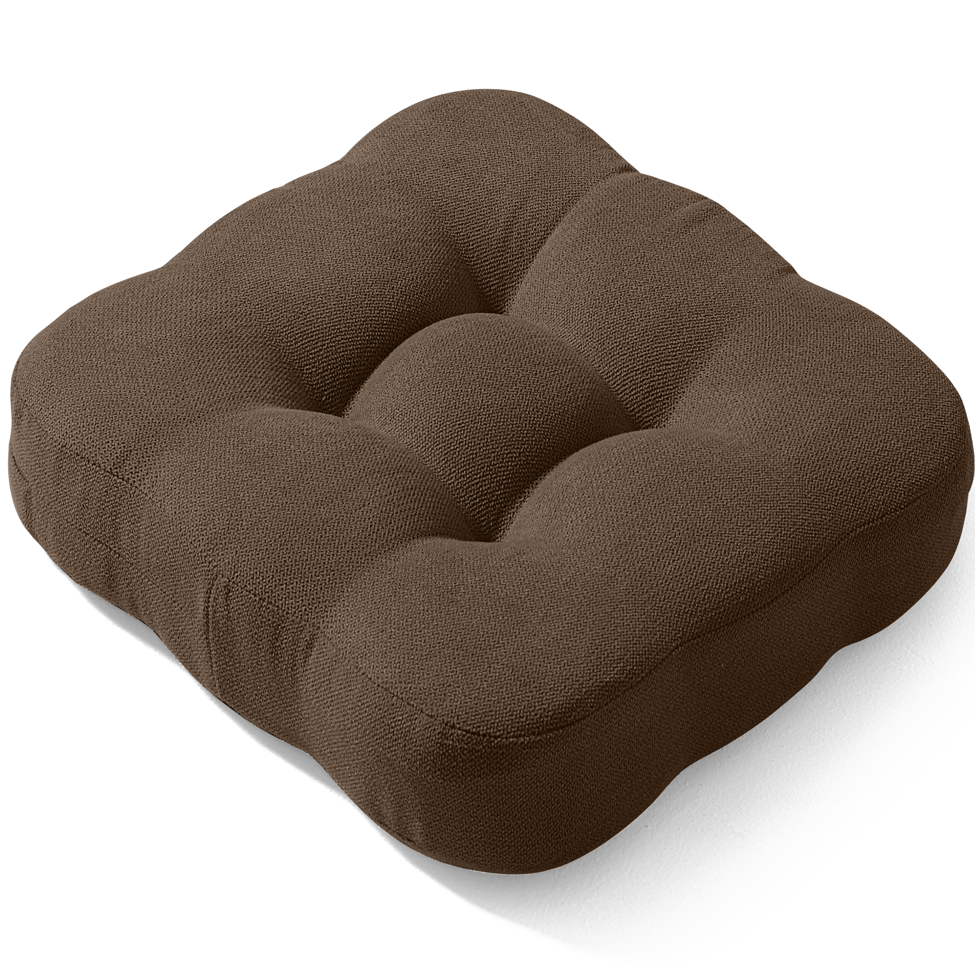 AYO 座布団 椅子クッション 厚め 8cm 低反発 2層構造 42cm 四角 無地 お尻が痛くならない ざぶとん 食卓椅子用 座り心地いい オフィスチェア用 滑り止め おしゃれ かわいい ブラウン