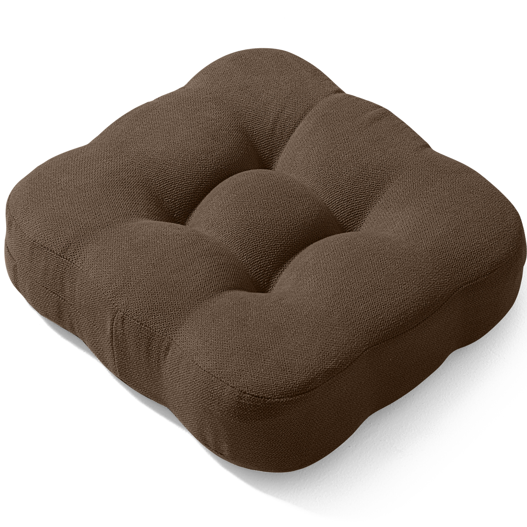 AYO 座布団 椅子クッション 厚め 8cm 低反発 2層構造 42cm 四角 無地 お尻が痛くならない ざぶとん 食卓椅子用 座り心地いい オフィスチェア用 滑り止め おしゃれ かわいい ブラウン