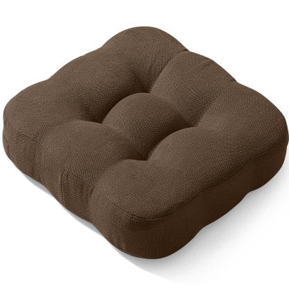 AYO 座布団 椅子クッション 厚め 8cm 低反発 2層構造 42cm 四角 無地 お尻が痛くならない ざぶとん 食卓椅子用 座り心地いい オフィスチェア用 滑り止め おしゃれ かわいい ブラウン