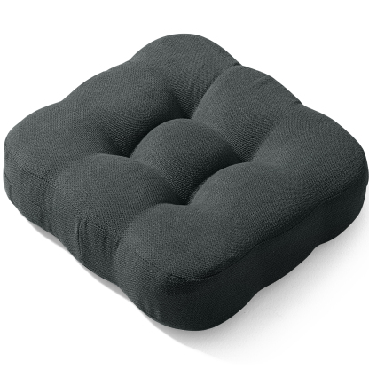 AYO 座布団 椅子クッション 厚め 8cm 低反発 2層構造 42cm 四角 無地 お尻が痛くならない ざぶとん 食卓椅子用 座り心地いい オフィスチェア用 滑り止め おしゃれ かわいい ダークグレー