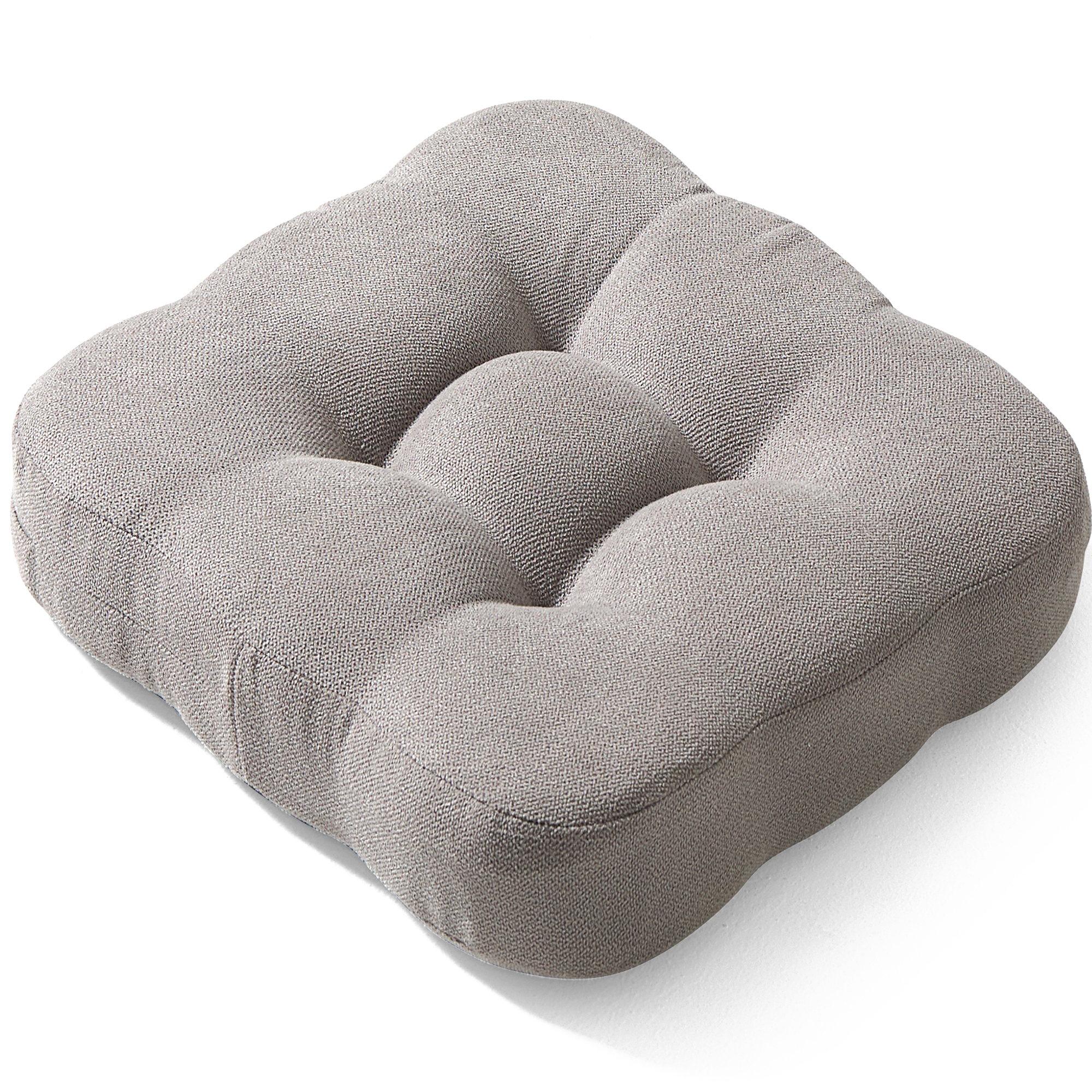 AYO 座布団 椅子クッション 厚め 8cm 低反発 2層構造 42cm 四角 無地 お尻が痛くならない ざぶとん 食卓椅子用 座り心地いい オフィスチェア用 滑り止め おしゃれ かわいい ライトグレー