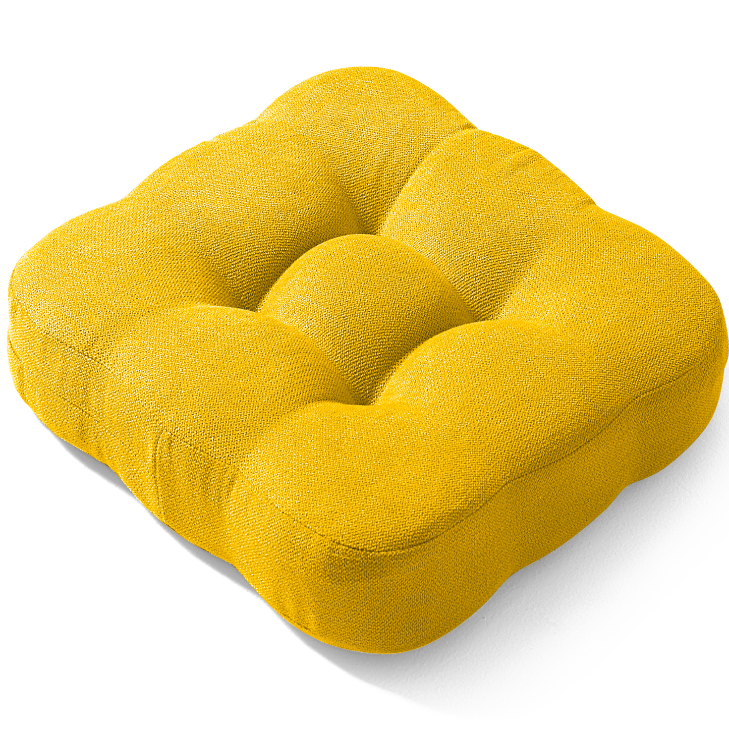 AYO 座布団 椅子クッション 厚め 8cm 低反発 2層構造 42cm 四角 無地 お尻が痛くならない ざぶとん 食卓椅子用 座り心地いい オフィスチェア用 滑り止め おしゃれ かわいい イエロー