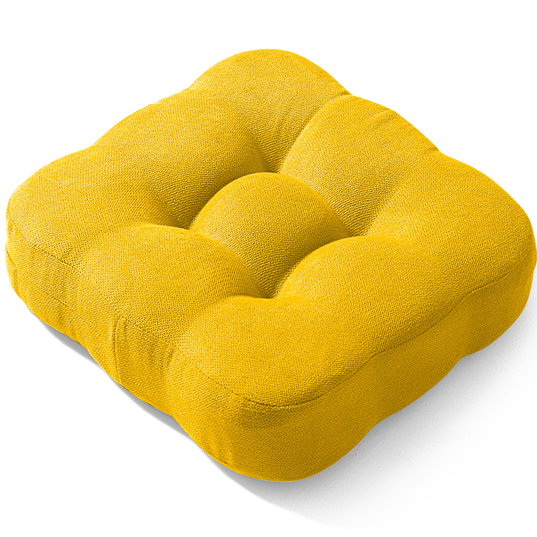 AYO 座布団 椅子クッション 厚め 8cm 低反発 2層構造 42cm 四角 無地 お尻が痛くならない ざぶとん 食卓椅子用 座り心地いい オフィスチェア用 滑り止め おしゃれ かわいい イエロー