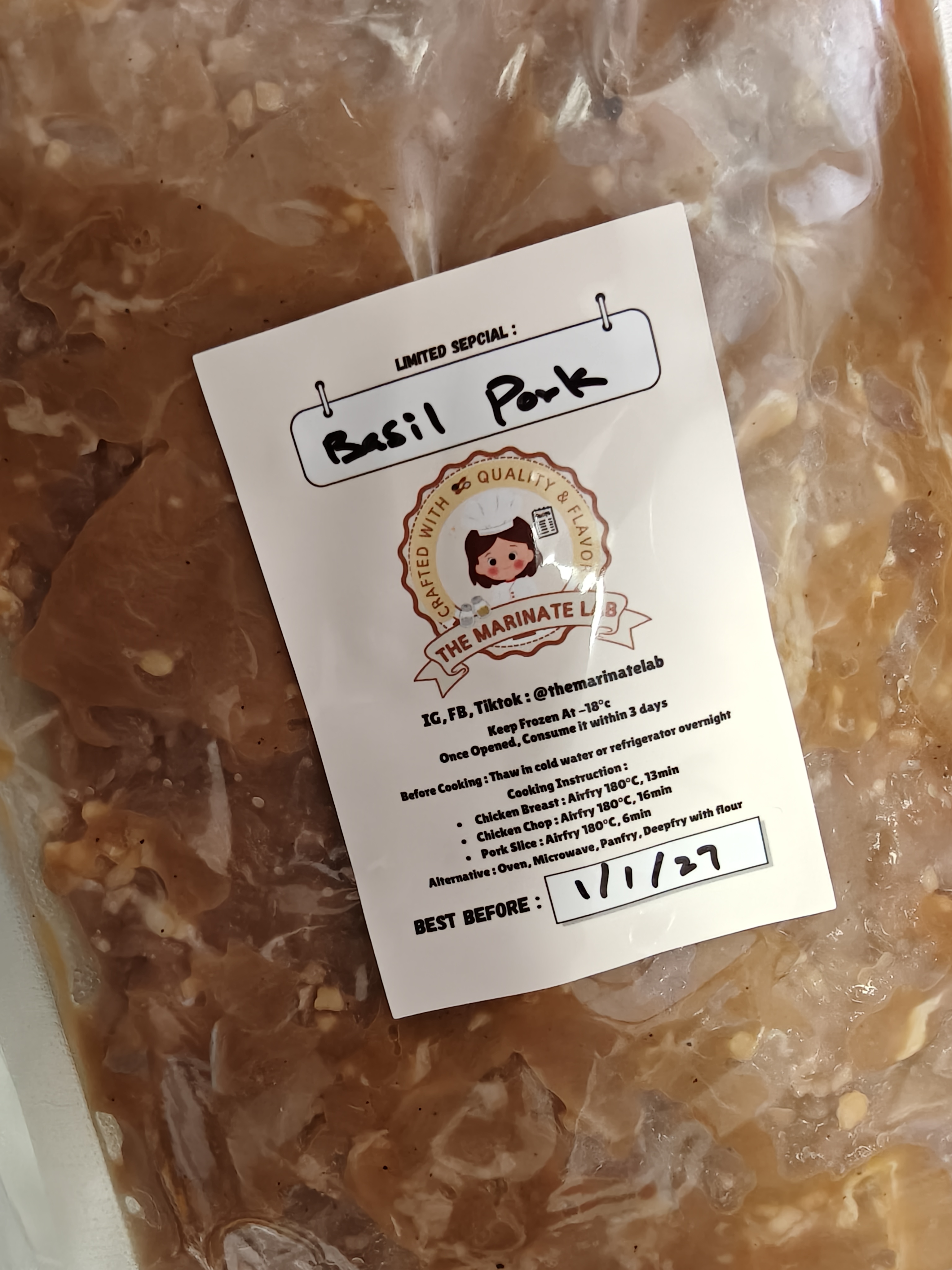 [WEEKLY LIMITED SPECIAL] Tender Basil Lean Pork Slices 250g - Limited Till Sold Out
