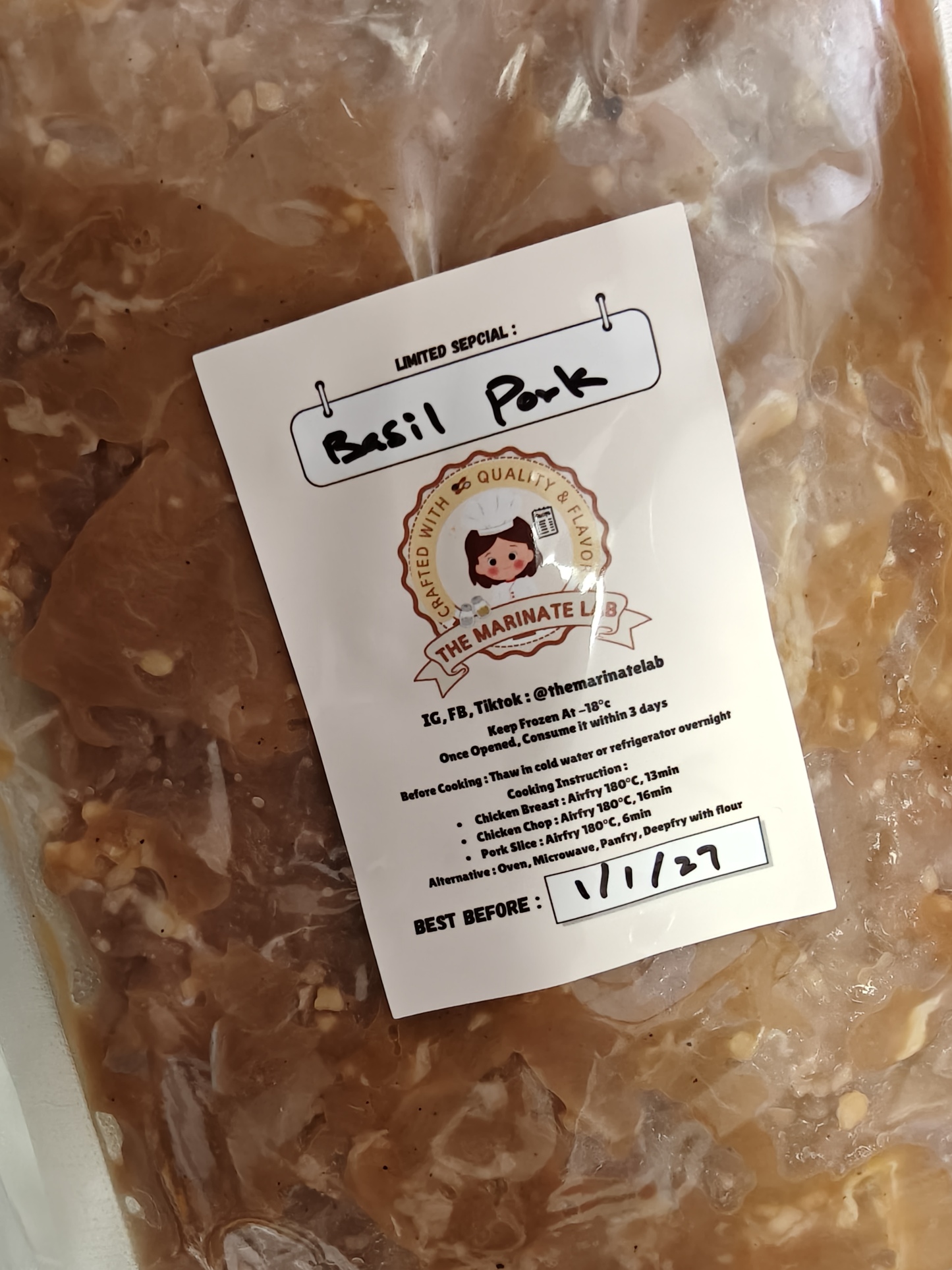 [WEEKLY LIMITED SPECIAL] Tender Basil Lean Pork Slices 250g - Limited Till Sold Out