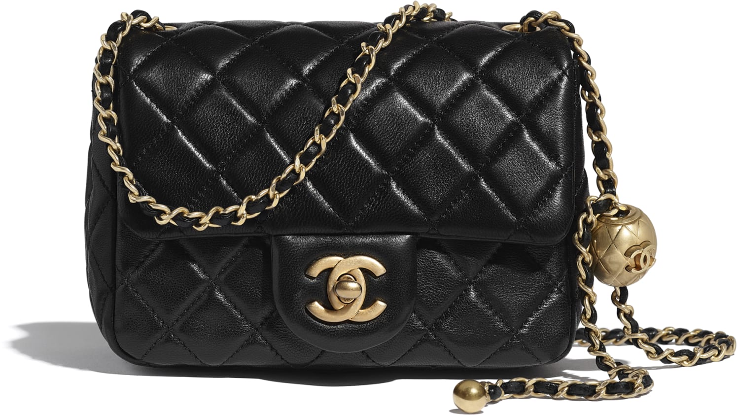 シャネル黒シープスキンメタルボールFLAP BAGフラップ バッグ