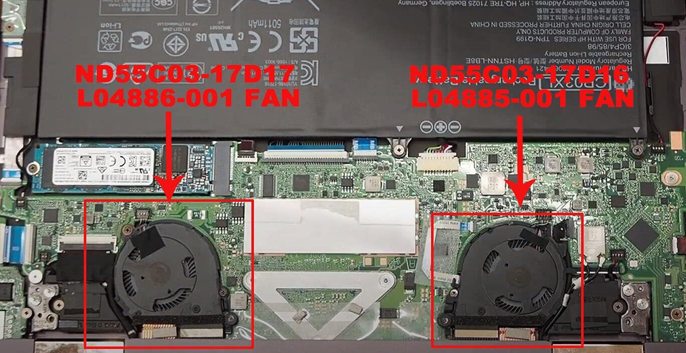 HP 13" Spectre X360 13-AP/13-AE 等 Genuine CPU 冷却ファン L04885-001 L04886-001 高品質即納