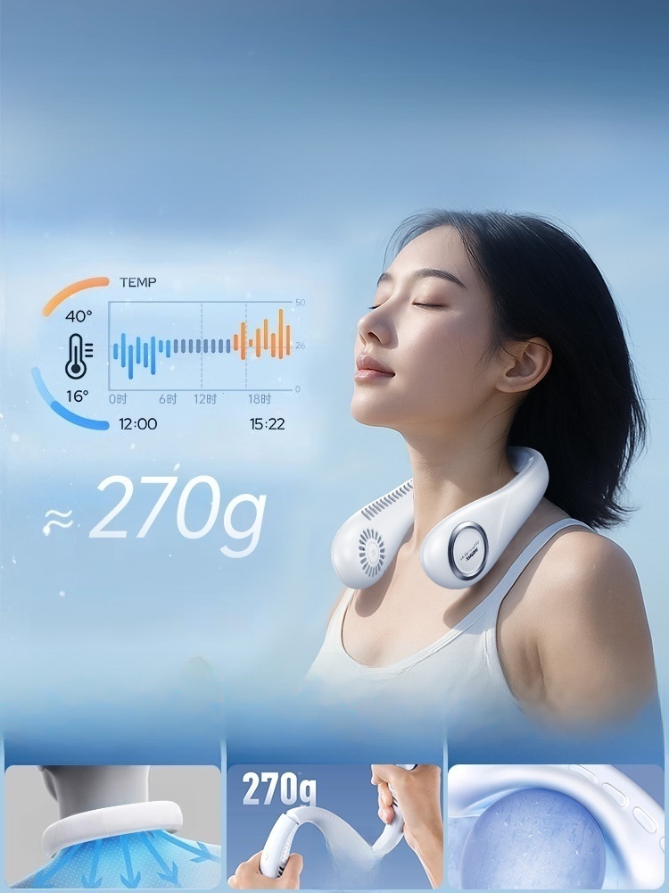 首掛けファン 2025 年新型 冷却ミニエアコン ポータブル 長持ちバッテリー 静音 ミニ USB 充電 夏用 懶惰系 冷却 強風 アウトドア 学生 子供 オフィス 首掛け 冷却アーティファクト