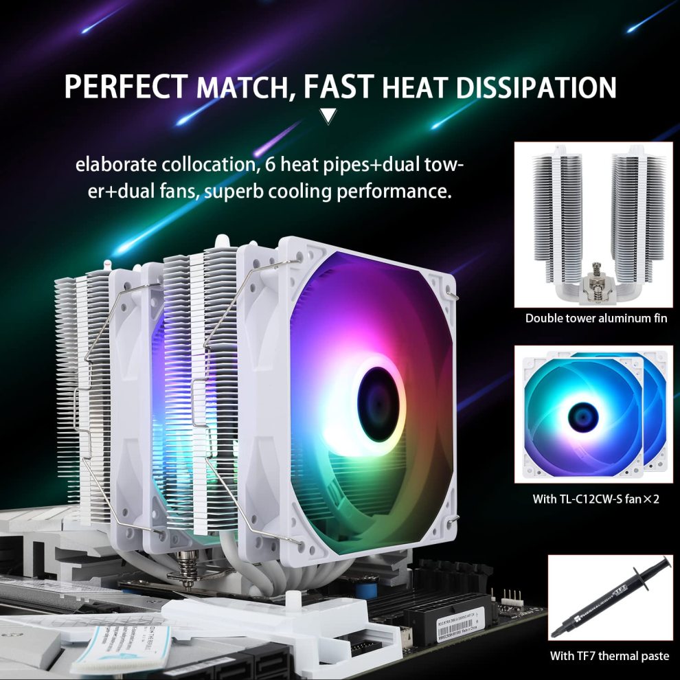 Thermalright Peerless Assassin 120 SE ARGB ホワイト CPU 空冷クーラー 6 熱管 デュアル 120mm TL-C12CW-S PWM ファン AGHP 技術 安価・品質優れ・30 日無理由返品
