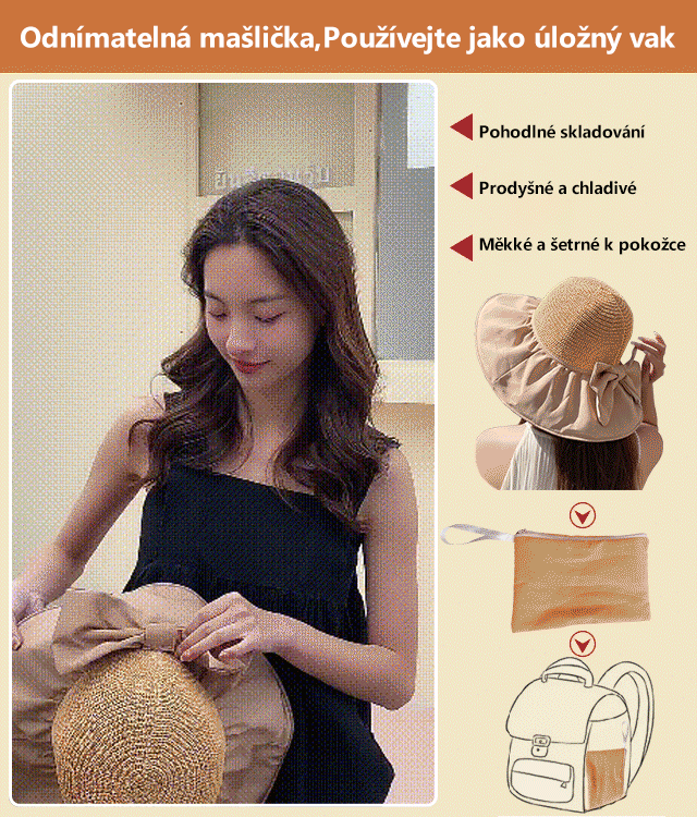 Dámský oboustranný sluneční klobouk se širokou krempou