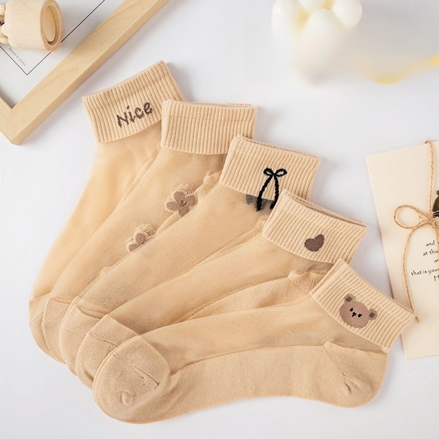 Prodyšné průhledné ponožky s bavlněnou spodní vrstvou a savostí