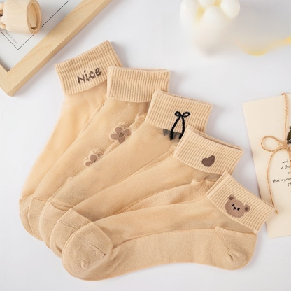 Prodyšné průhledné ponožky s bavlněnou spodní vrstvou a savostí