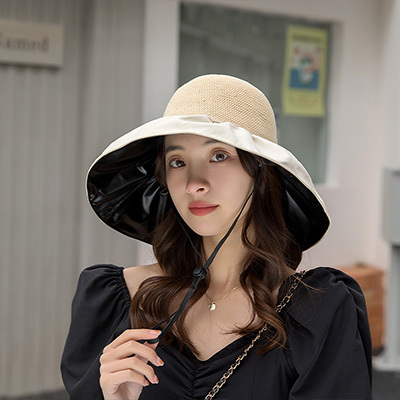 Dámský oboustranný sluneční klobouk se širokou krempou