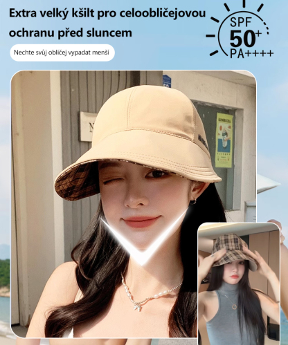 Oboustranný klobouk s velkou krempou na ochranu proti slunci