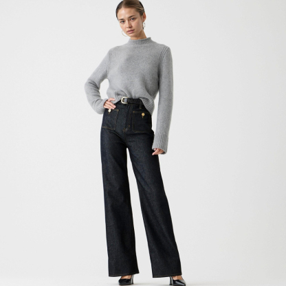 High-waisted wide-leg jeans