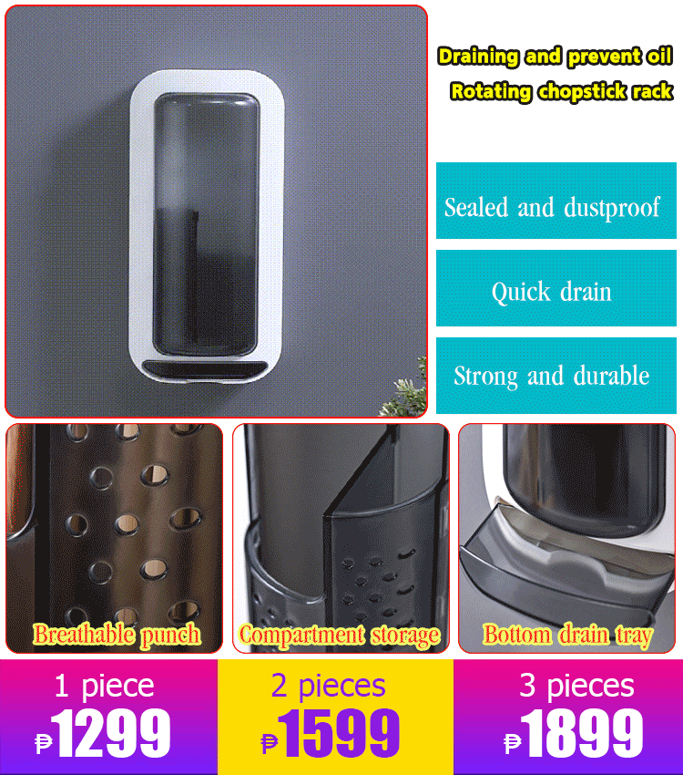 Creative Draining and Oil-Proof Rotating Chopstick Storage Box Rack
