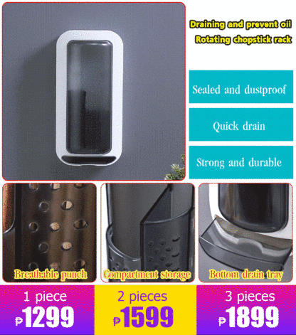 Creative Draining and Oil-Proof Rotating Chopstick Storage Box Rack