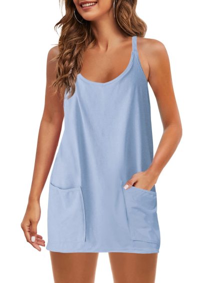 【不挑身材】纯色无袖口袋连衣裙