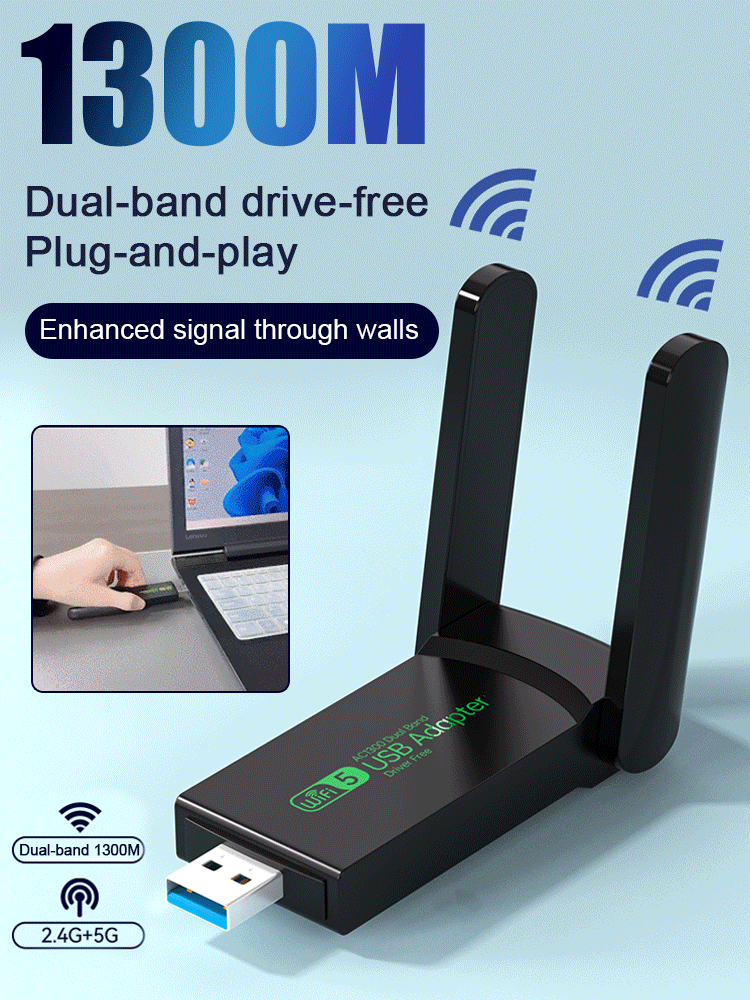 [Fast to Fly] 1300M Dual Band Drive-free Wireless Network Card