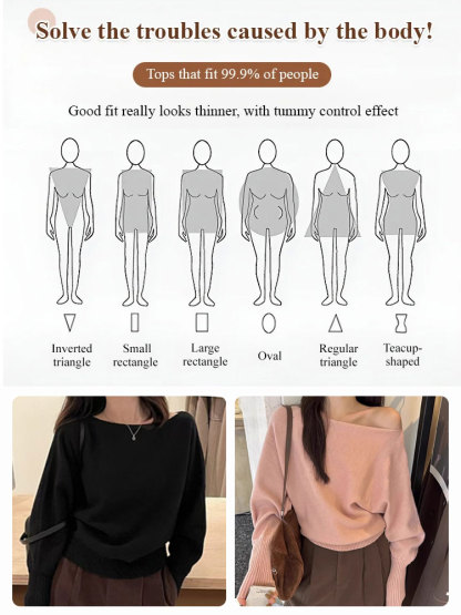 Korean pure desire style one shoulder soft lazy knitted sweater