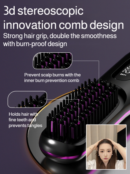 Portable Straightening and Curling Cordless Negative Ion comb