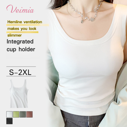 Camisole thin nonmarking bottoming undershirt female summer outwear with bra pads tops