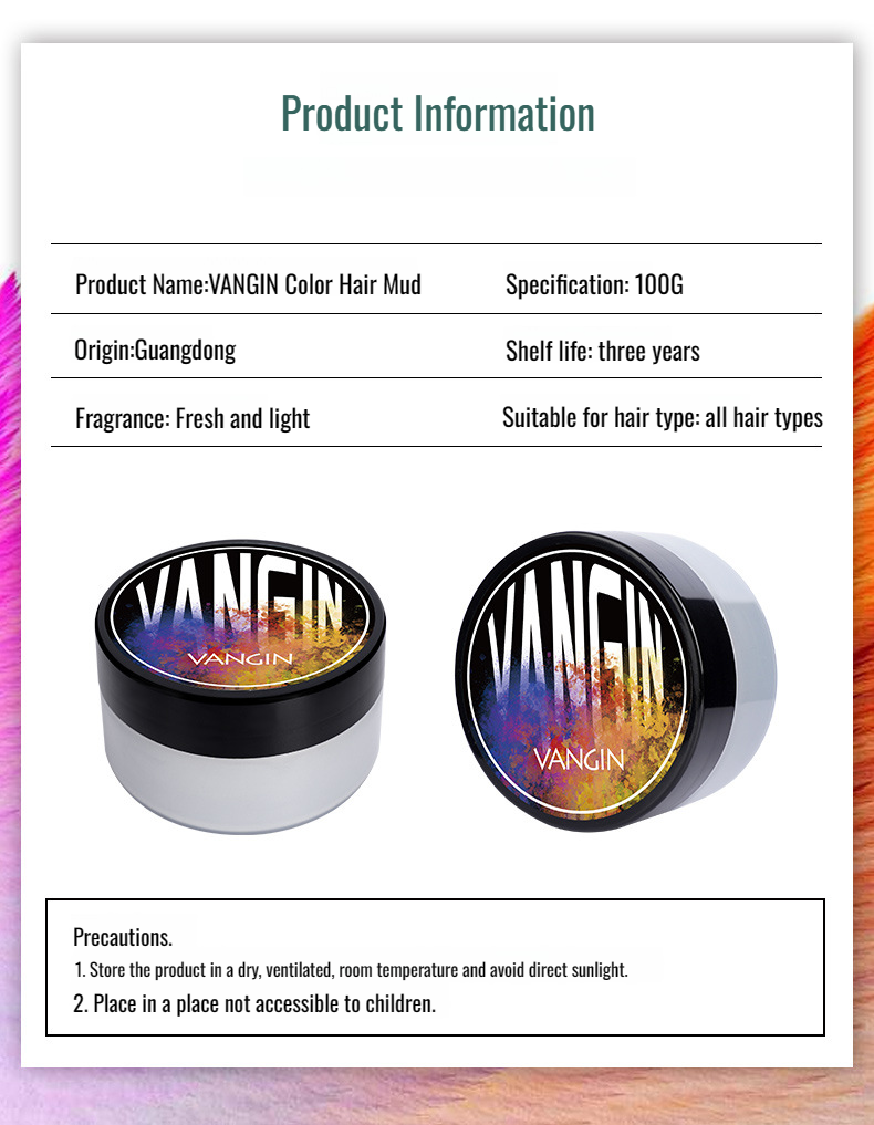 Men's Cool Color Hair Clay Colorful Styling Wax Black Brown Cool Color Hair Clay