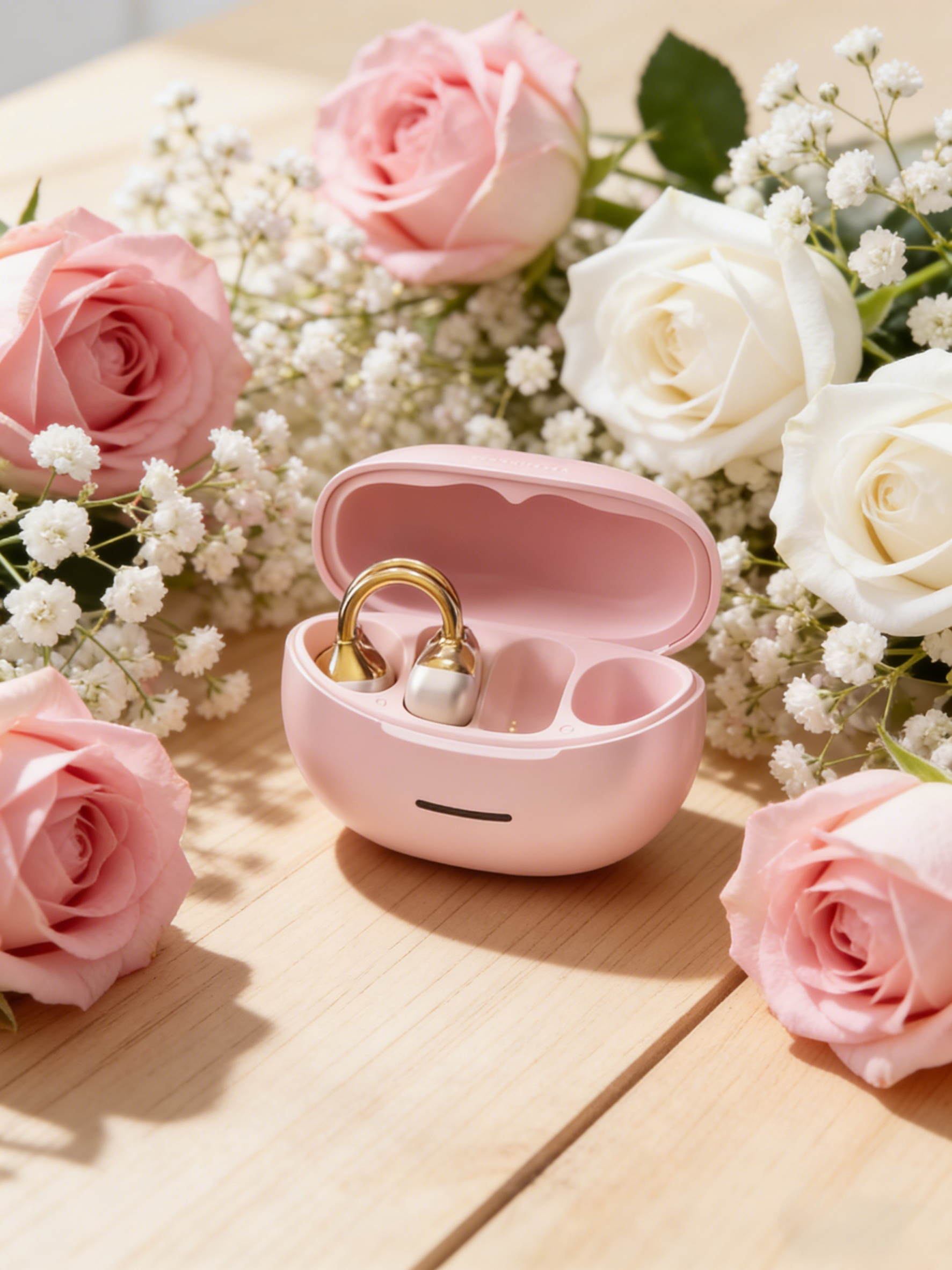 Bowknot Bluetooth Earbuds Clip-on Earrings with Rhinestone Button