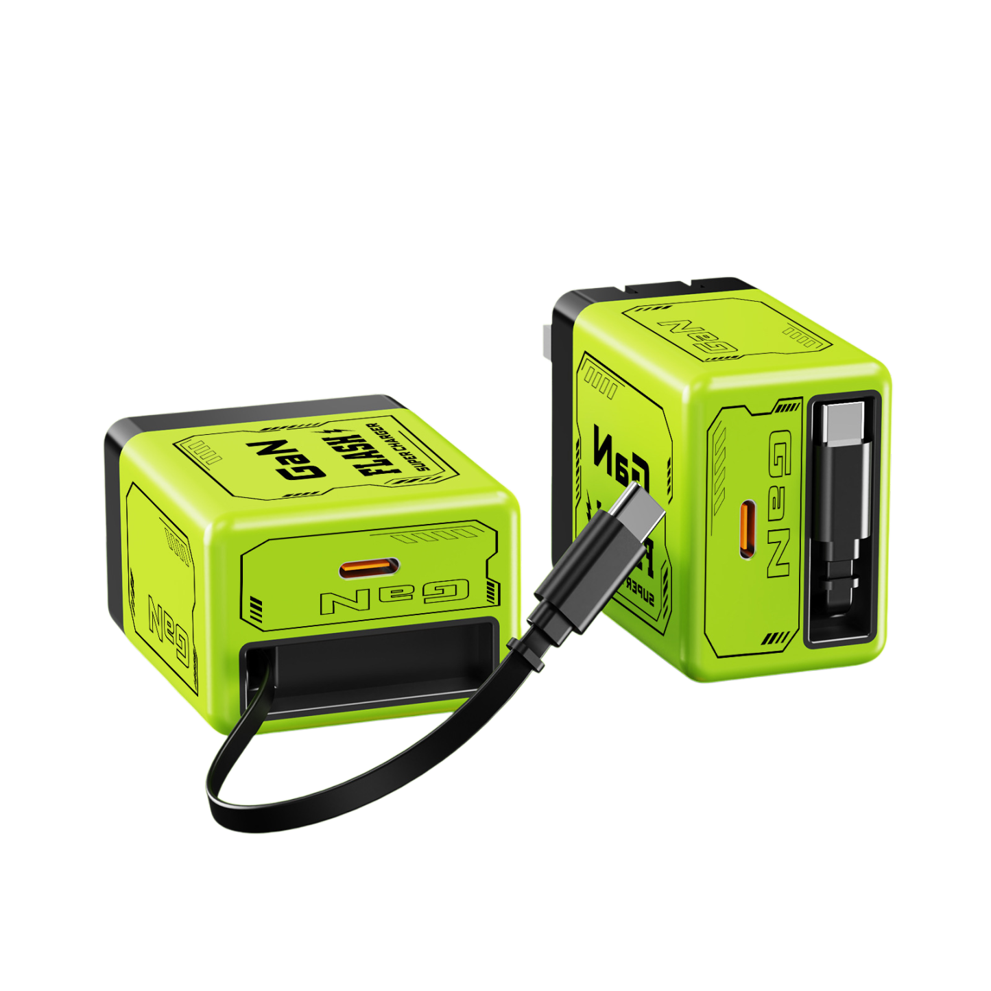 Comes with retractable data cable and plug for fast charging