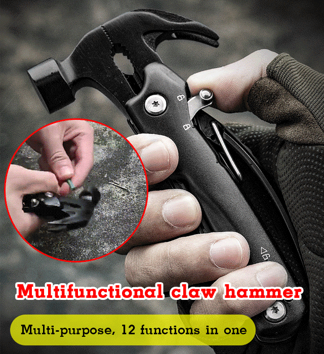 Stainless steel multifunctional claw hammer, outdoor multi-purpose pliers hammer pliers