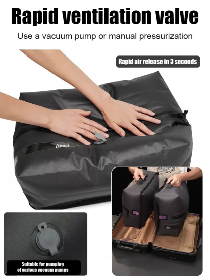 Pump-free travel clothing storage compression bag