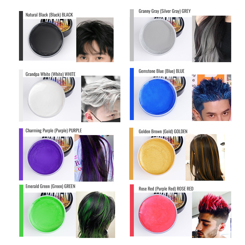 Men's Cool Color Hair Clay Colorful Styling Wax Black Brown Cool Color Hair Clay