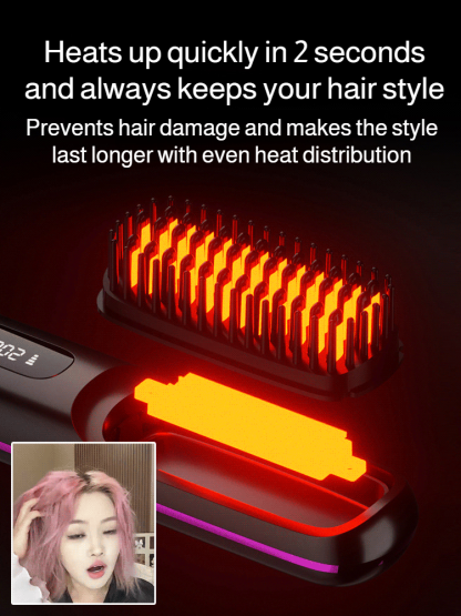 Portable Straightening and Curling Cordless Negative Ion comb