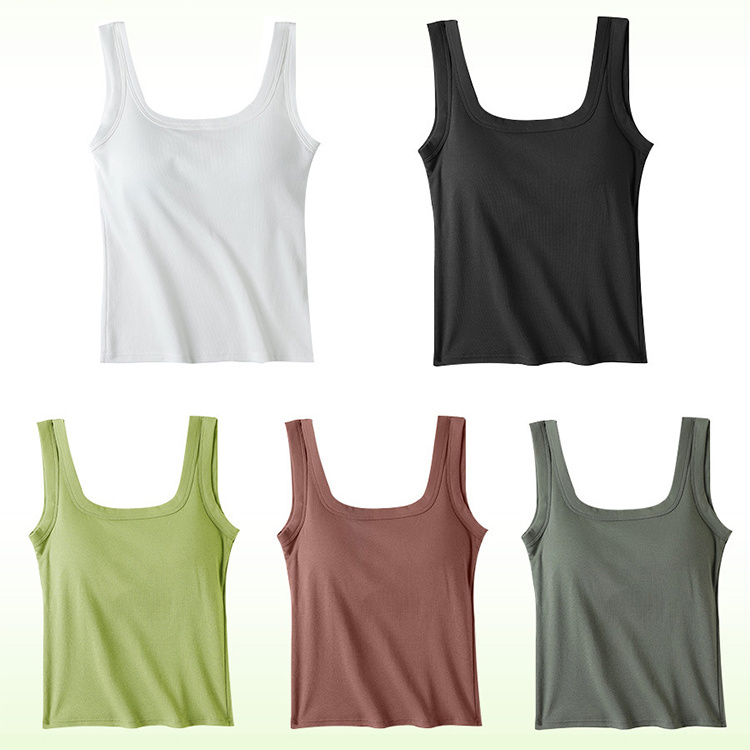 Camisole thin nonmarking bottoming undershirt female summer outwear with bra pads tops