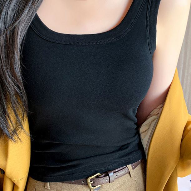 Camisole thin nonmarking bottoming undershirt female summer outwear with bra pads tops