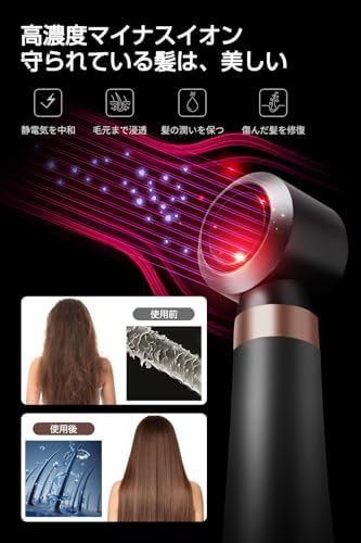 ドライヤー 大風量 電気髪ごて 速乾 ヘアドライヤー 1200W カールドライヤー 簡単にスタイリング 3段階冷熱風量調節 くるくるドライヤー マイナスイオン 付属品5種 過熱防止機能 熱風ブラシ 恒温ヘアケア ストレート/カーリーヘア/ボリュームアップ 家庭用/ヘアサロン/出張 おしゃれ バラ金