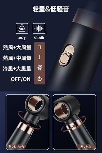 ドライヤー 大風量 電気髪ごて 速乾 ヘアドライヤー 1200W カールドライヤー 簡単にスタイリング 3段階冷熱風量調節 くるくるドライヤー マイナスイオン 付属品5種 過熱防止機能 熱風ブラシ 恒温ヘアケア ストレート/カーリーヘア/ボリュームアップ 家庭用/ヘアサロン/出張 おしゃれ バラ金