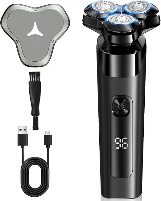 ひげそり電動シェーバー 【2025新登場 360°深剃り】 電気シェーバー シェーバー メンズ 髭剃り USB充電式 3刀頭 54枚刃 二重剃刀ネット 深剃り 低騒音 IPX7完全防水 1時間急速充電 乾湿両用 軽量 高速回転モーター LEDディスプレイ付き 360°フレックスヘッド 男性用 シェーバー 父の日 誕生日プレゼント