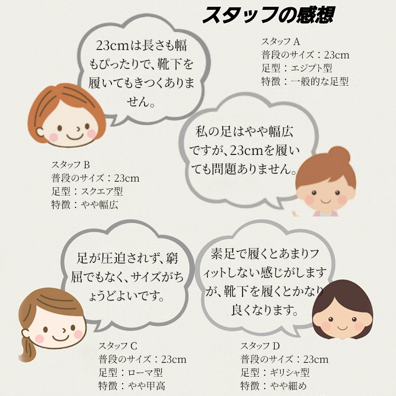 スタッフの感想 足の形に合わせたサイズ選びのガイドとフィット感のレビュー
