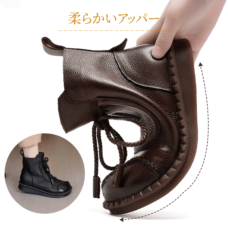 Emiwalk 柔らかいアッパー 本革の柔軟性を証明する手での折り曲げテスト