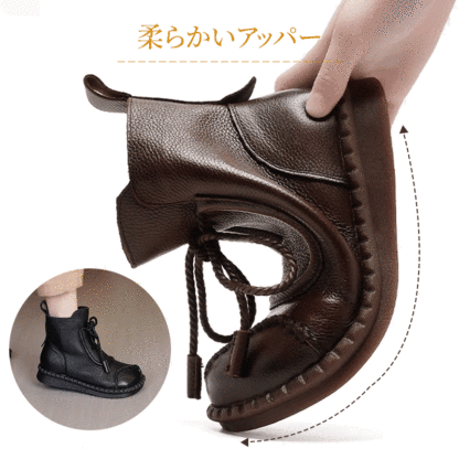 Emiwalk 柔らかいアッパー 本革の柔軟性を証明する手での折り曲げテスト