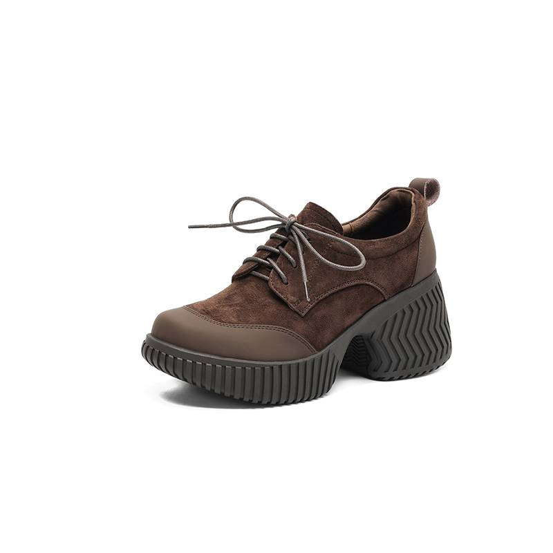 厚底紐付きカジュアルシューズ｜8cmの高さアップ、履き心地がよく疲れにくい| 単層と裏起毛の2種類から選べます